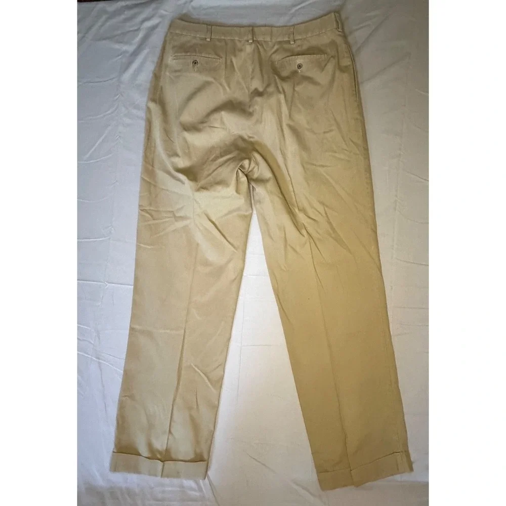 Polo Ralph Lauren Andrew Pant Mens 38x32 Khaki Tan Pleated Chinos Preppy